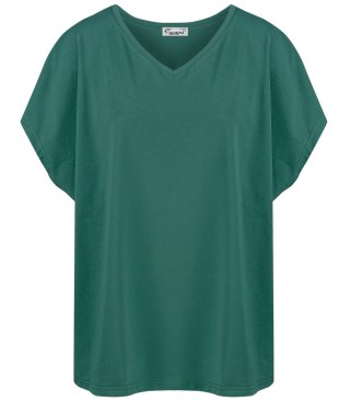 Bluzka koszulka t-shirt z dekoltem serek oversize Mela (Zielony) 2XL/3XL
