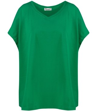 Bluzka koszulka t-shirt z dekoltem serek oversize Mela (Zielony) 2XL/3XL