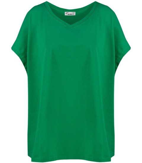Bluzka koszulka t-shirt z dekoltem serek oversize Mela (Zielony) 2XL/3XL Bluzka koszulka t-shirt z dekoltem serek oversize Mela (Zielony) 2XL/3XL