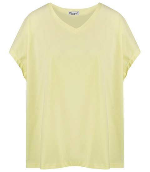 Bluzka koszulka t-shirt z dekoltem serek oversize Mela (Żółty) 2XL/3XL Bluzka koszulka t-shirt z dekoltem serek oversize Mela (Żółty) 2XL/3XL