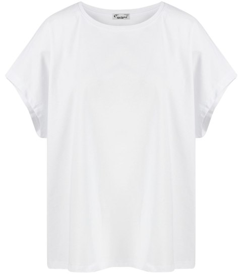 Bluzka koszulka t-shirt z okrągłym dekoltem oversize Emma (Biały) 2XL/3XL Bluzka koszulka t-shirt z okrągłym dekoltem oversize Emma (Biały) 2XL/3XL