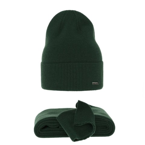 Czapka i szalik damski zimowy komplet, zielony, 100% wełniana merino Melpomena Czapka i szalik damski zimowy komplet, zielony, 100% wełniana merino Melpomena