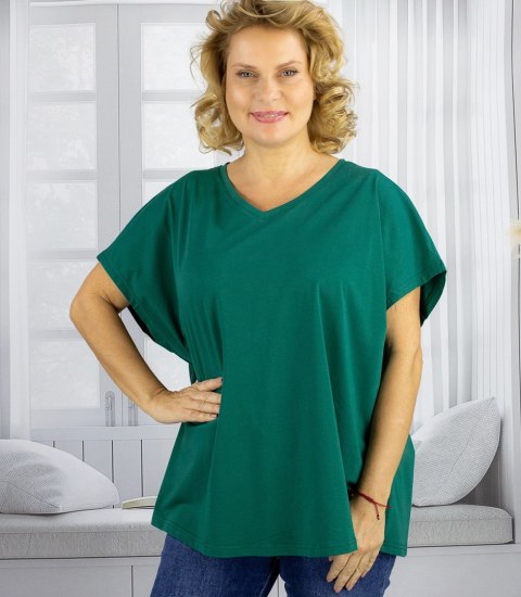 Bluzka koszulka t-shirt z dekoltem serek oversize Mela (Zielony) 2XL/3XL Bluzka koszulka t-shirt z dekoltem serek oversize Mela (Zielony) 2XL/3XL