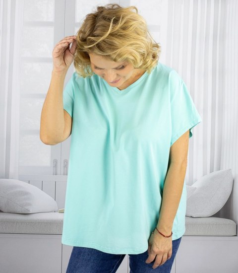 Bluzka koszulka t-shirt z dekoltem serek oversize Mela (Zielony) 2XL/3XL Bluzka koszulka t-shirt z dekoltem serek oversize Mela (Zielony) 2XL/3XL