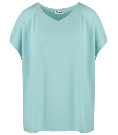 Bluzka koszulka t-shirt z dekoltem serek oversize Mela (Zielony) 2XL/3XL Bluzka koszulka t-shirt z dekoltem serek oversize Mela (Zielony) 2XL/3XL