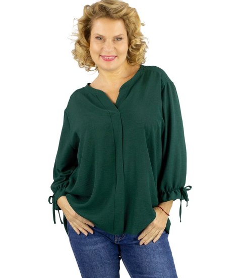 Elegancka koszula tunika oversize z wiązaniami na rękawach SOPHIE (Zielony) 50 Elegancka koszula tunika oversize z wiązaniami na rękawach SOPHIE (Zielony) 50