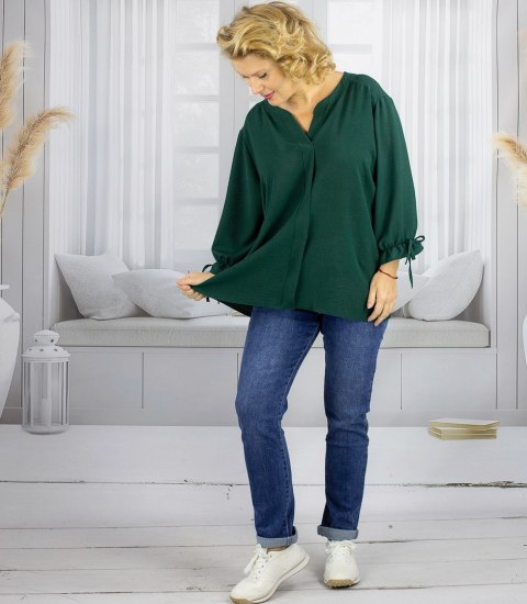 Elegancka koszula tunika oversize z wiązaniami na rękawach SOPHIE (Zielony) 50 Elegancka koszula tunika oversize z wiązaniami na rękawach SOPHIE (Zielony) 50