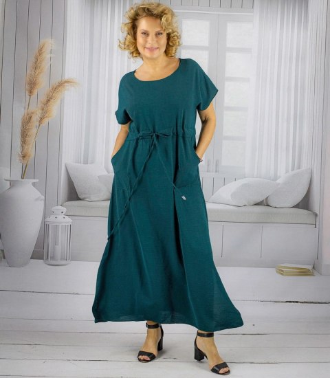 Długa sukienka maxi z wiązaniem w pasie "Letnia Elegancja" (Zielony) 46/48 Długa sukienka maxi z wiązaniem w pasie "Letnia Elegancja" (Zielony) 46/48