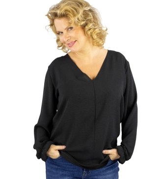 Elegancka bluzka oversize z delikatnie bufiastymi rękawami MARCELINA (Czarny) 46/48