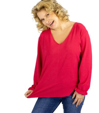 Elegancka bluzka oversize z delikatnie bufiastymi rękawami MARCELINA (Czerwony) 46/48