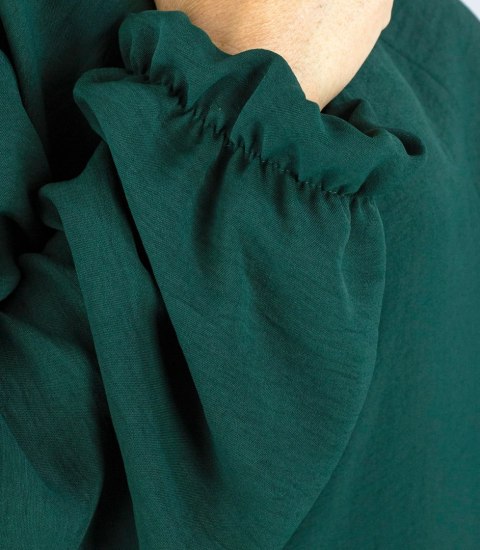 Elegancka bluzka oversize z delikatnie bufiastymi rękawami MARCELINA (Zielony) 46/48