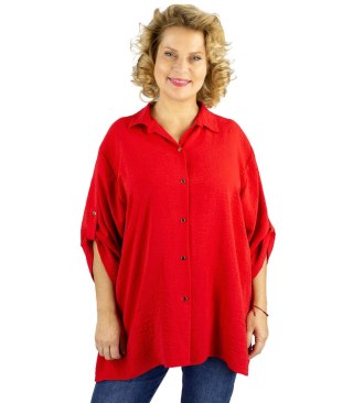 Elegancka koszula oversize z ozdobnym kołnierzykiem "VIVIANNE" (Czerwony) 46/48
