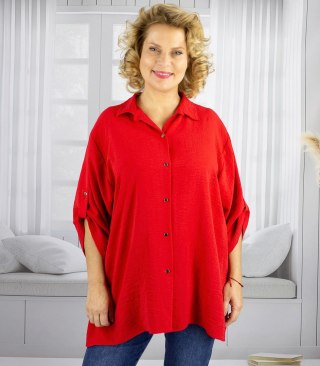 Elegancka koszula oversize z ozdobnym kołnierzykiem "VIVIANNE" (Czerwony) 46/48