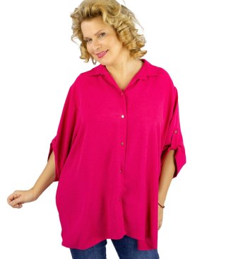 Elegancka koszula oversize z ozdobnym kołnierzykiem "VIVIANNE" (Różowy) 46/48