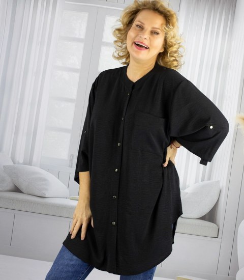 Elegancka koszula tunika oversize ze stójką ANNA (Czarny) 46/48 Elegancka koszula tunika oversize ze stójką ANNA (Czarny) 46/48