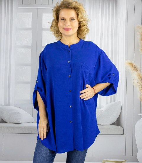 Elegancka koszula tunika oversize ze stójką ANNA (Niebieski) 46/48 Elegancka koszula tunika oversize ze stójką ANNA (Niebieski) 46/48