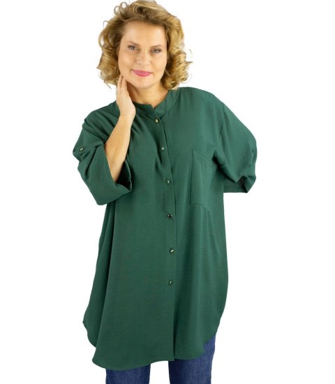 Elegancka koszula tunika oversize ze stójką ANNA (Zielony) 46/48