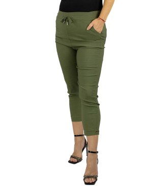 Eleganckie damskie spodnie elastyczne cygaretki KATE (Zielony) 4XL/5XL