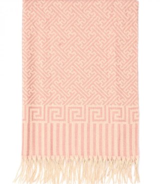 Ciepły szal szalik aztecki wzór elegancki stylowy 190x65 cm (Różowy || Wielokolorowy)