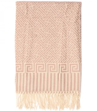 Ciepły szal szalik aztecki wzór elegancki stylowy 190x65 cm (Różowy || Wielokolorowy)