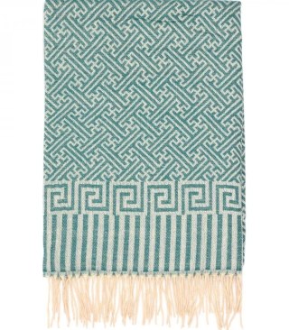 Ciepły szal szalik aztecki wzór elegancki stylowy 190x65 cm (Zielony || Wielokolorowy)