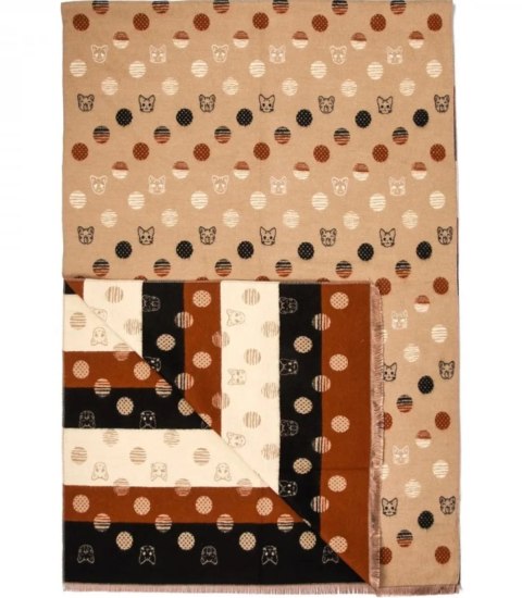 Ciepły szal szalik koty kropki elegancki stylowy 180x70 cm (Wielokolorowy || Beżowy) Ciepły szal szalik koty kropki elegancki stylowy 180x70 cm (Wielokolorowy || Beżowy)