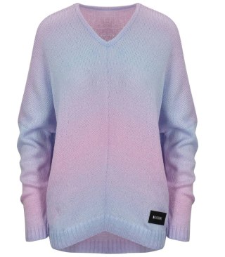 Ciepły damski sweter oversize piękny OMBRE (Różowy)