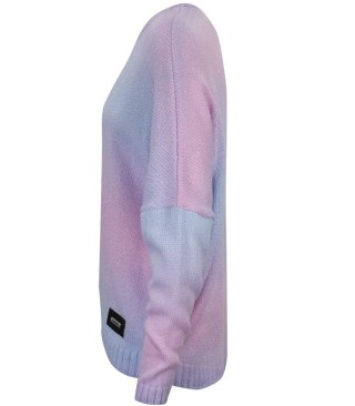 Ciepły damski sweter oversize piękny OMBRE (Różowy)