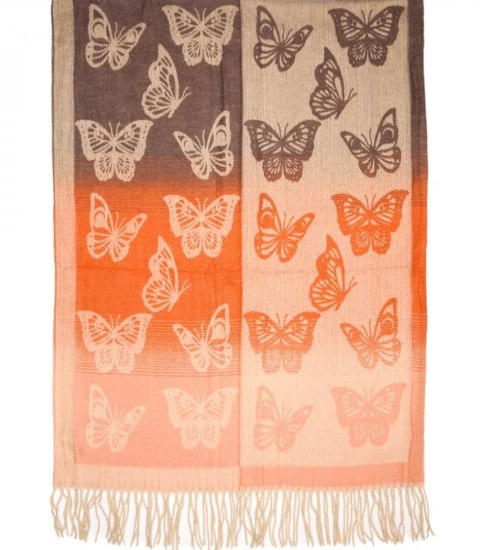 Ciepły szal szalik piękne motyle elegancki stylowy 180x70 cm (Pomarańczowy) Ciepły szal szalik piękne motyle elegancki stylowy 180x70 cm (Pomarańczowy)