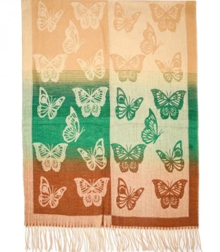 Ciepły szal szalik piękne motyle elegancki stylowy 180x70 cm (Pomarańczowy)