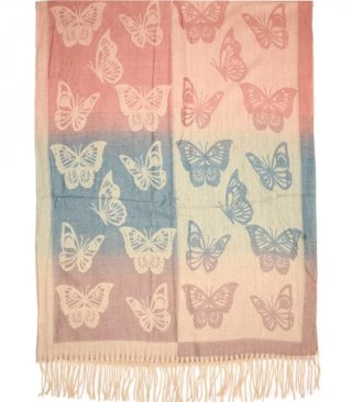 Ciepły szal szalik piękne motyle elegancki stylowy 180x70 cm (Pomarańczowy)