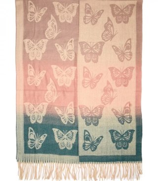 Ciepły szal szalik piękne motyle elegancki stylowy 180x70 cm (Pomarańczowy)