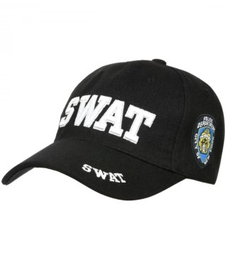 Czapka z daszkiem męska bawełniana regulowana haft SWAT (Czarny)