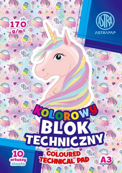 Blok kolorowy barwiony w masie ASTRAPAP A3 170g 10 ark BS&Unicorn