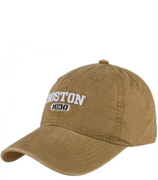 Czapka z daszkiem bawełniana regulowana unisex haft BOSTON (Beżowy)