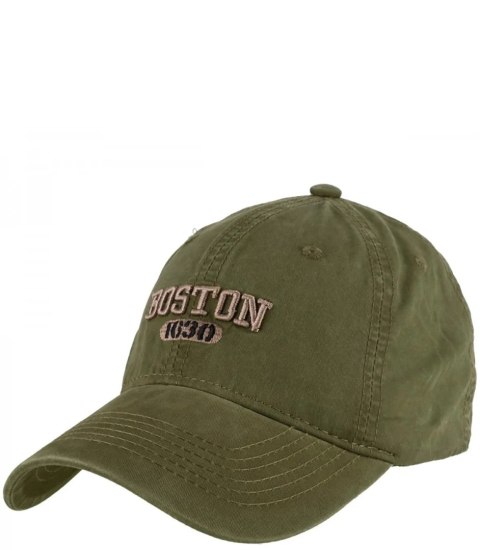 Czapka z daszkiem bawełniana regulowana unisex haft BOSTON (Zielony)