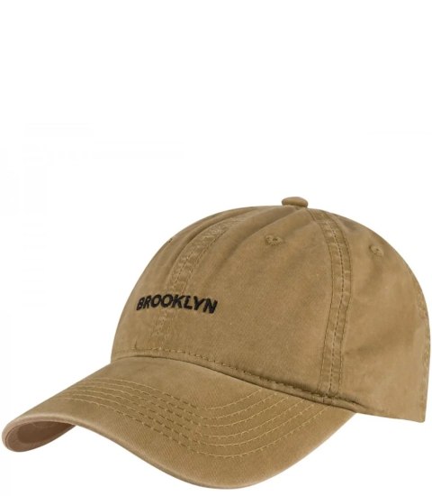 Czapka z daszkiem bawełniana regulowana unisex haft BROOKLYN (Beżowy) Czapka z daszkiem bawełniana regulowana unisex haft BROOKLYN (Beżowy)
