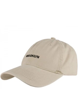 Czapka z daszkiem bawełniana regulowana unisex haft BROOKLYN (Ecru)