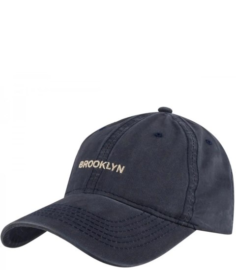 Czapka z daszkiem bawełniana regulowana unisex haft BROOKLYN (Granatowy) Czapka z daszkiem bawełniana regulowana unisex haft BROOKLYN (Granatowy)