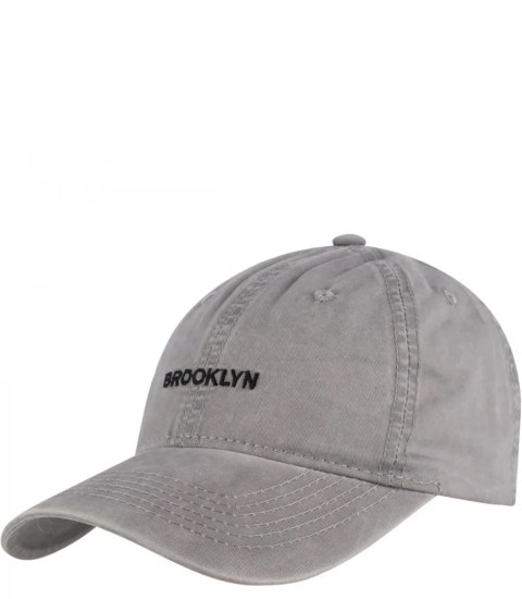Czapka z daszkiem bawełniana regulowana unisex haft BROOKLYN (Szary) Czapka z daszkiem bawełniana regulowana unisex haft BROOKLYN (Szary)