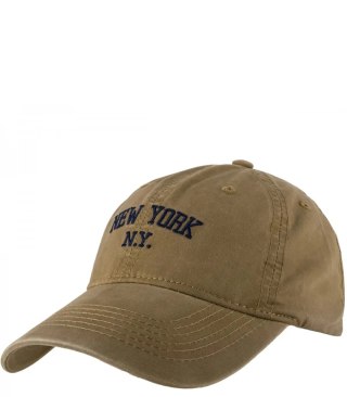 Czapka z daszkiem bawełniana regulowana unisex haft NEW YORK (Beżowy)
