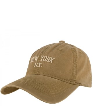 Czapka z daszkiem bawełniana regulowana unisex haft NEW YORK (Beżowy)