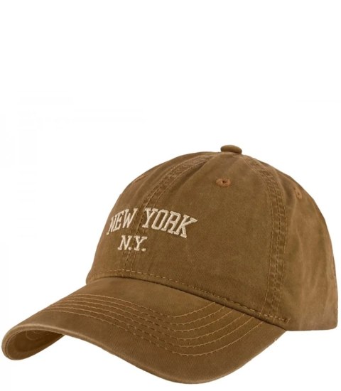 Czapka z daszkiem bawełniana regulowana unisex haft NEW YORK (Brązowy) Czapka z daszkiem bawełniana regulowana unisex haft NEW YORK (Brązowy)