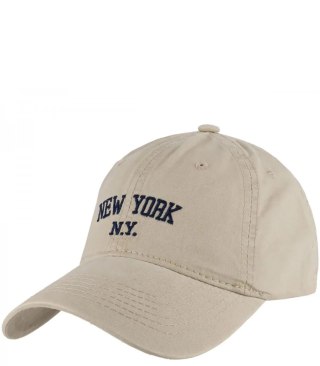 Czapka z daszkiem bawełniana regulowana unisex haft NEW YORK (Ecru)