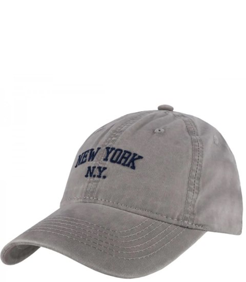 Czapka z daszkiem bawełniana regulowana unisex haft NEW YORK (Szary) Czapka z daszkiem bawełniana regulowana unisex haft NEW YORK (Szary)