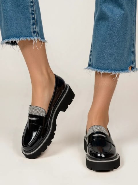 Damskie Lakierowane Mokasyny LUCENTE BLACK Damskie Lakierowane Mokasyny LUCENTE BLACK