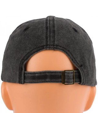 Czapka z daszkiem bawełna vintage destroyed regulowana unisex haft BROOKLYN (Czarny)