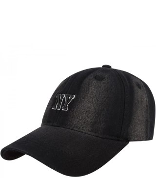 Czapka z daszkiem jeans cieniowana regulowana unisex haft NY (Czarny)