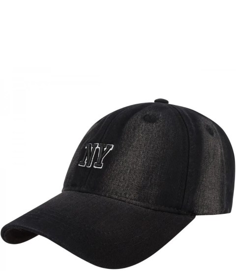 Czapka z daszkiem jeans cieniowana regulowana unisex haft NY (Czarny) Czapka z daszkiem jeans cieniowana regulowana unisex haft NY (Czarny)