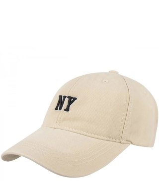 Czapka z daszkiem jeans cieniowana regulowana unisex haft NY (Ecru)